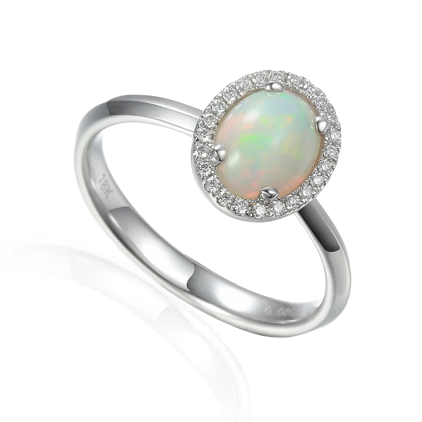 Opal and Diamond Oval Cluster Ring