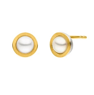 Silver and Gold Small Pearl Studs
