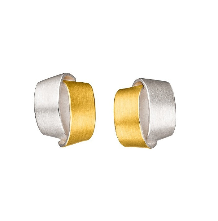 Silver and Gold Ribbon Studs