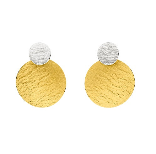 Silver and Gold Circle Drop Earrings