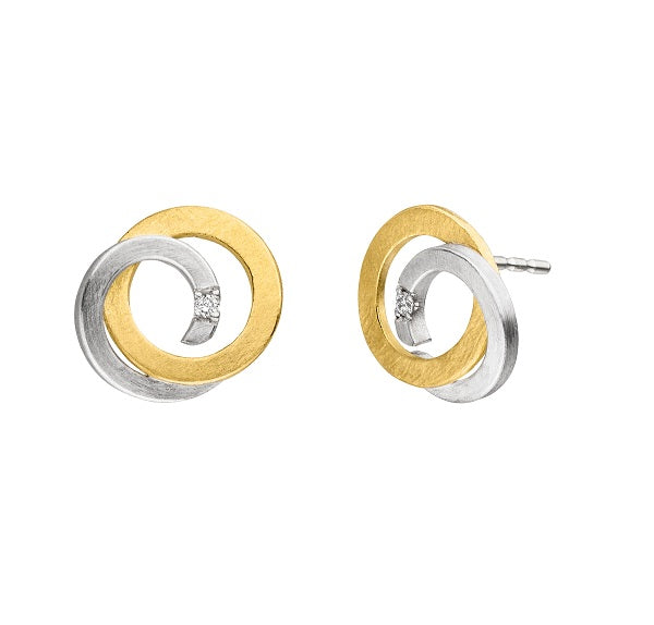 Silver and Gold Diamond Spiral Studs