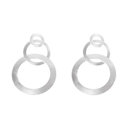 Silver Triple Circle Drop Earrings