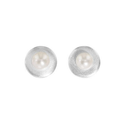 Silver and Pearl Stud Earrings