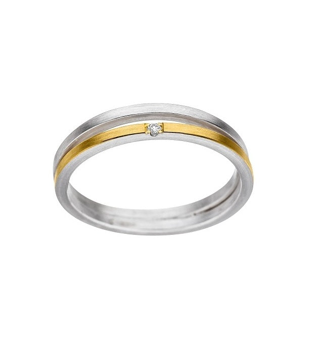 Silver and Gold Diamond Double Strand Ring