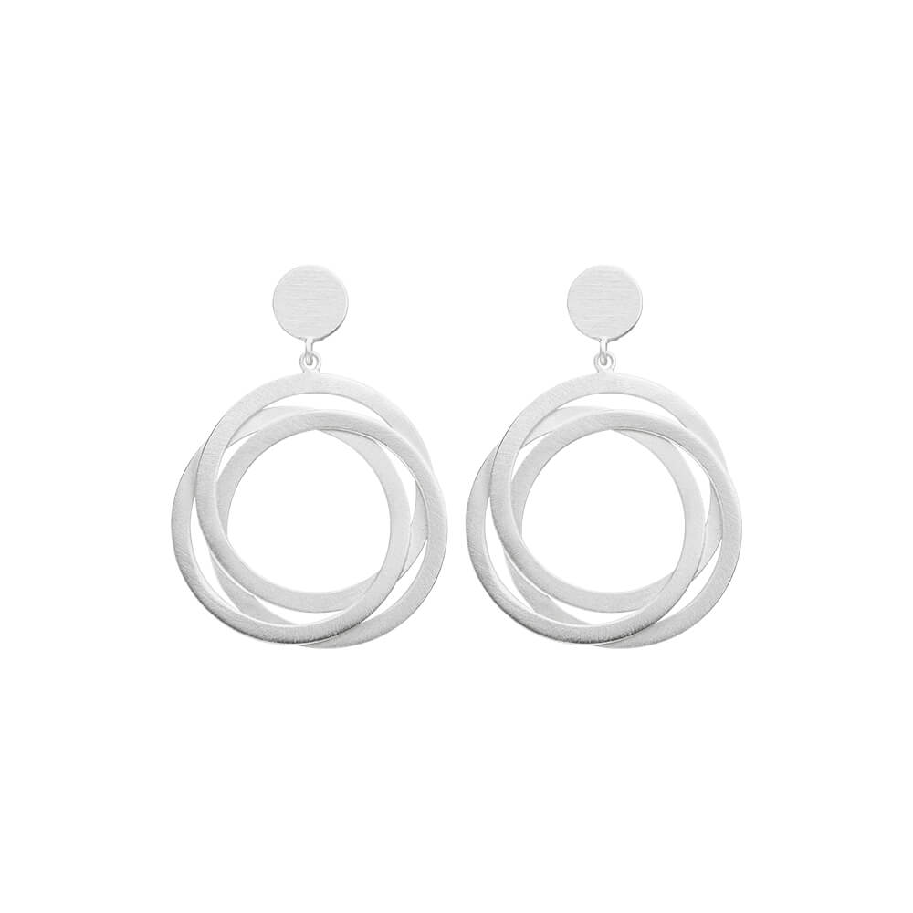 Silver Multi Circle Drop Earrings