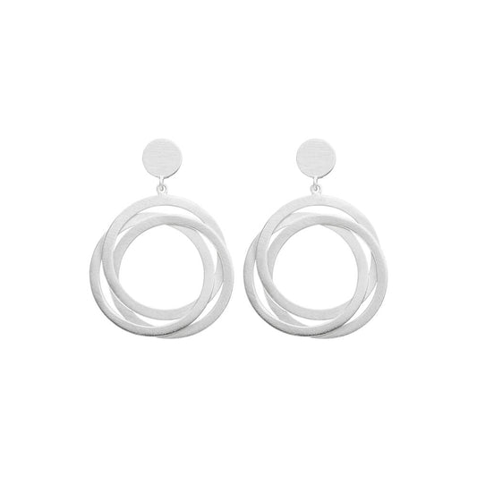 Silver Multi Circle Drop Earrings