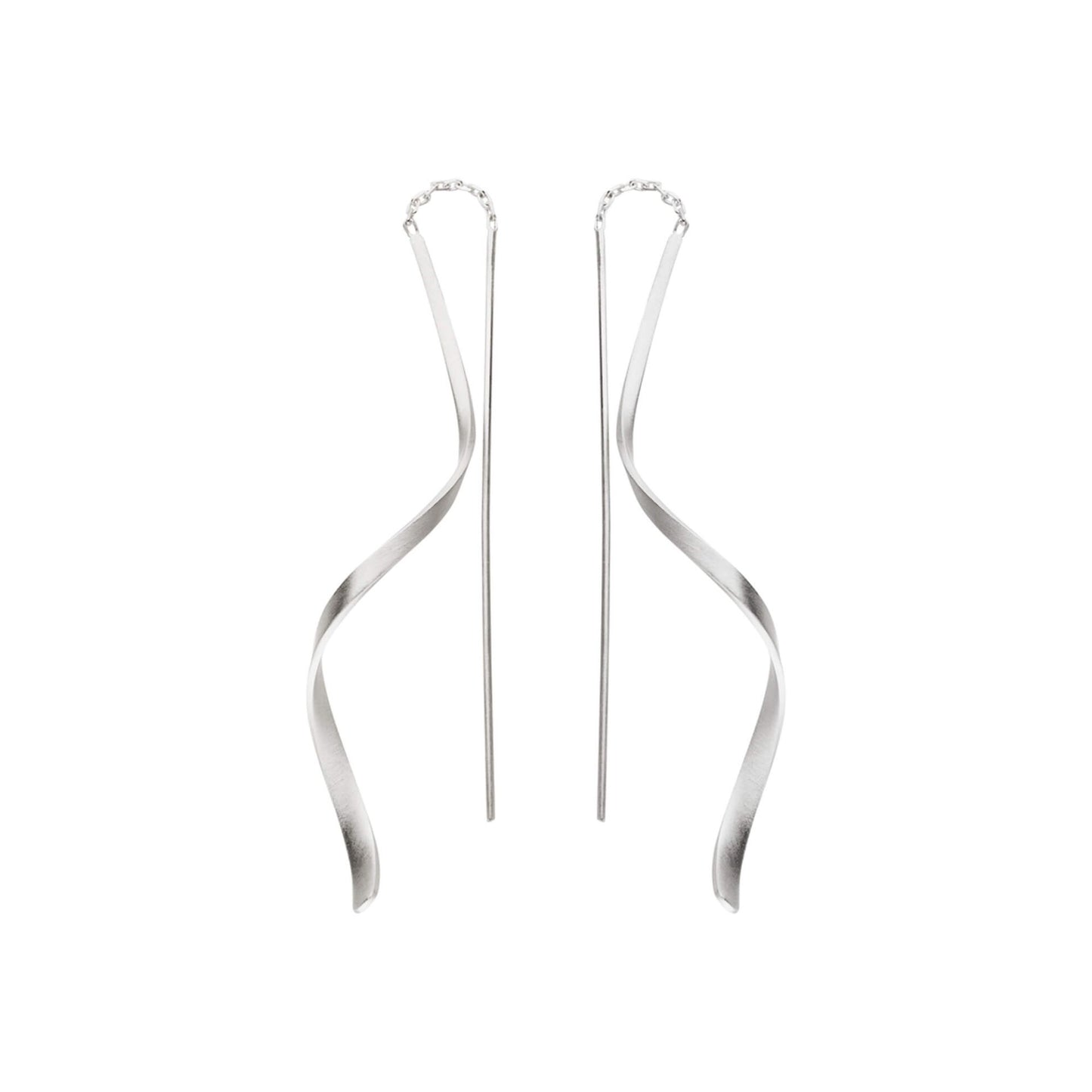 Silver Pull-Through Ribbon Curl Earrings