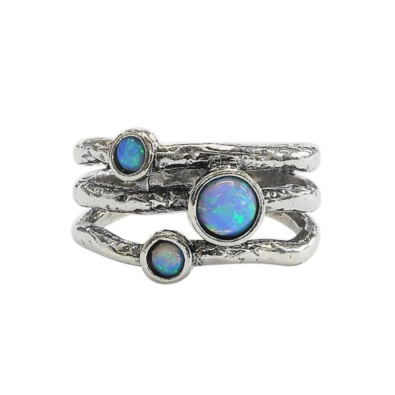 Opalite and Silver Multi Strand Ring