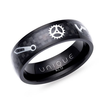 Steel Carbon Fibre Inlay Ring