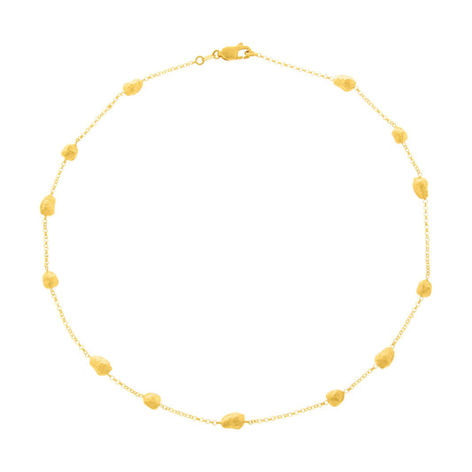 Gold Finish Nuggets Necklace
