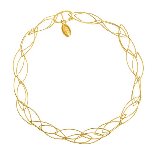 Gold Finish Marquise Link Necklace