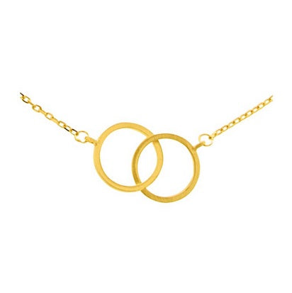 Gold Finish Twin Circles Necklace