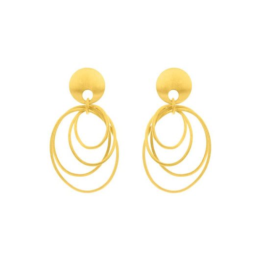 Gold Finish Multi Oval Drop Earrings