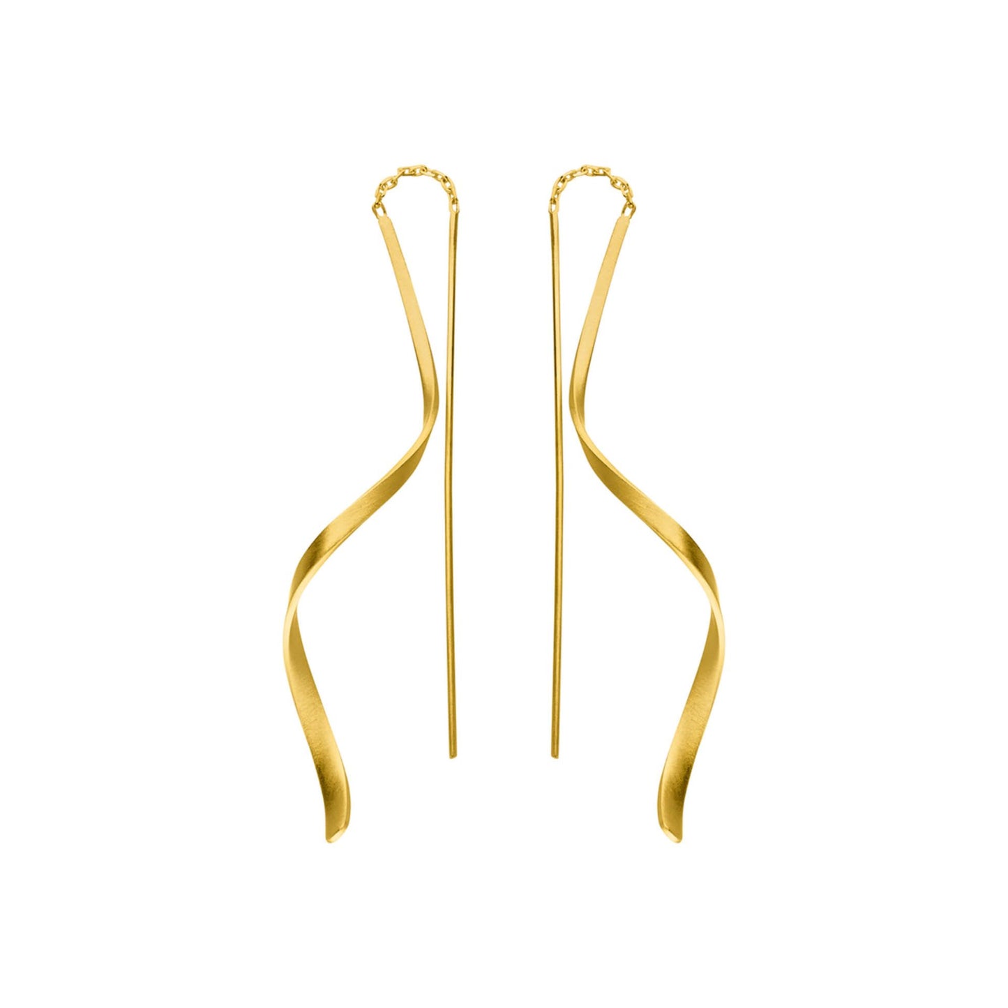 Gold Finish Pull-Through Ribbon Curl Drops