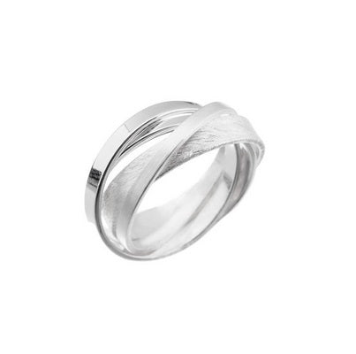 Silver Four Band Textured Ring