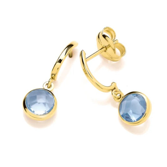 9ct Gold Blue Topaz Drop Earrings