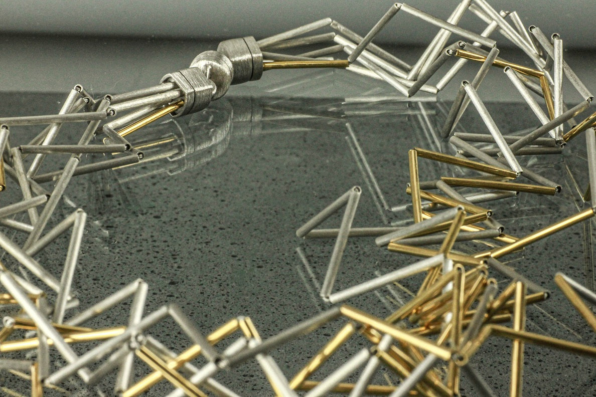 Silver Abstract Necklace, YGP/OXI