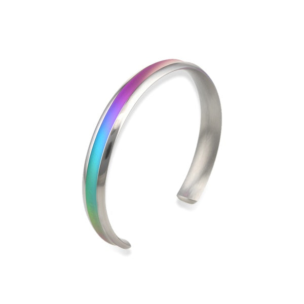 Titanium 8mm Concave Court Torc Bangle - Rainbow