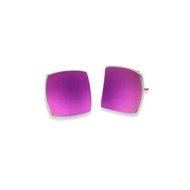 Titanium Square Domed Studs - Pink