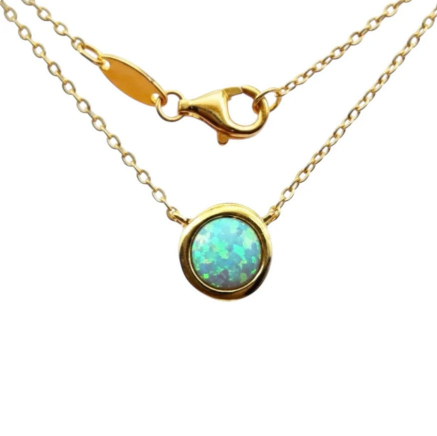 Opalite and Silver Necklace, Gold finish