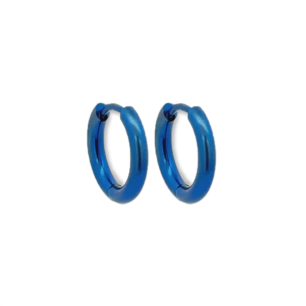 Titanium Small Hinged Hoops - Blue 15mm