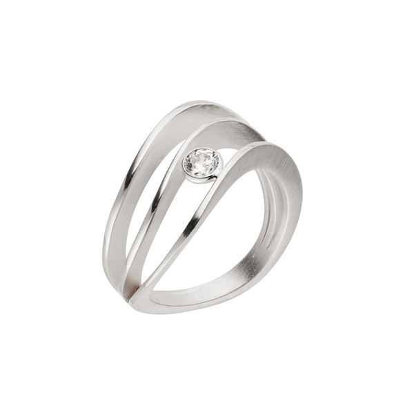 Silver Wave Ring With CZ