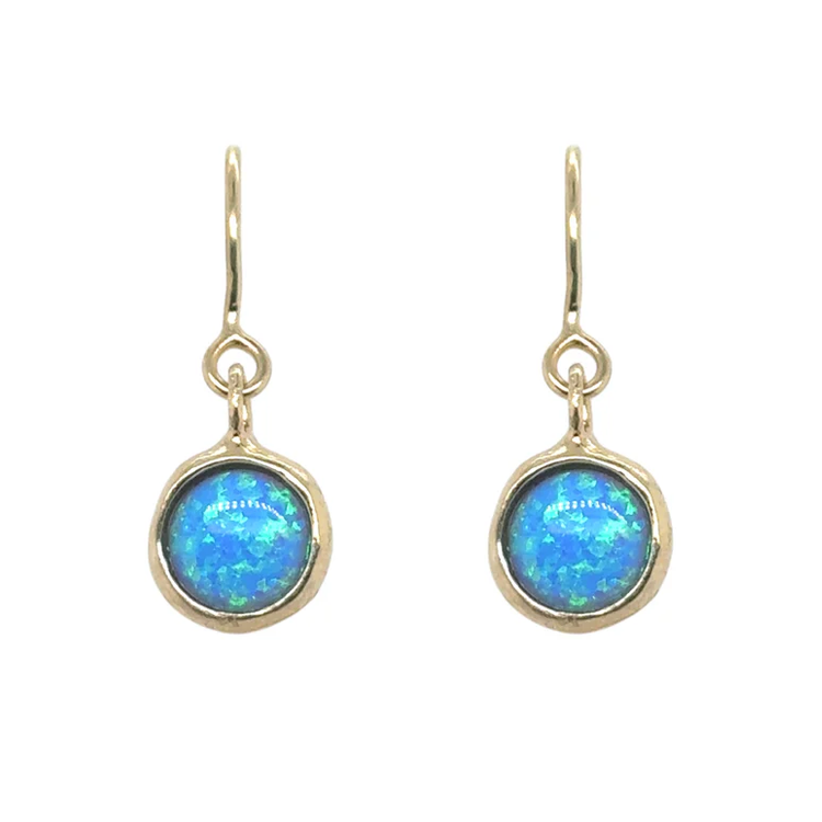 Opalite and Silver Drop Earrings, Gold finish