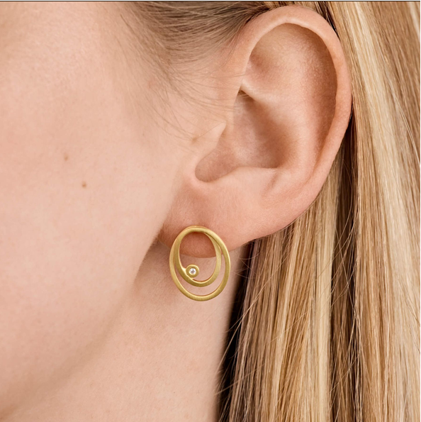 14ct Gold And Diamond Oval Studs