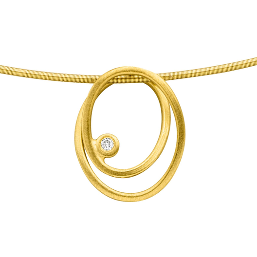 14ct Gold Small Oval Diamond Pendant