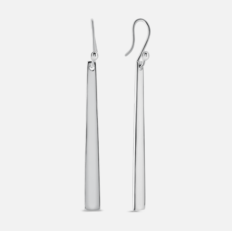 Tapered Drop Earrings, Silver