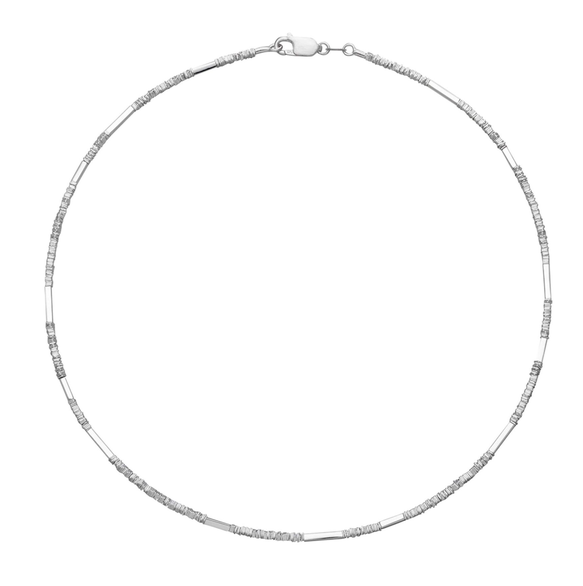 Silver Square Long Bar Necklace