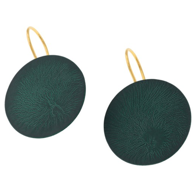 Moon Hook Earrings, Deep Green