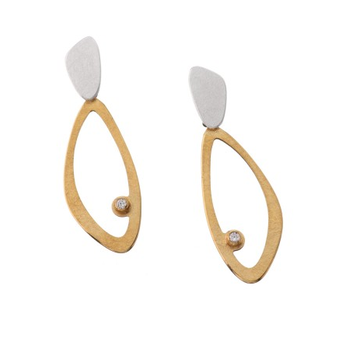 Dali Drop Earrings, YGP/Silver/White Topaz