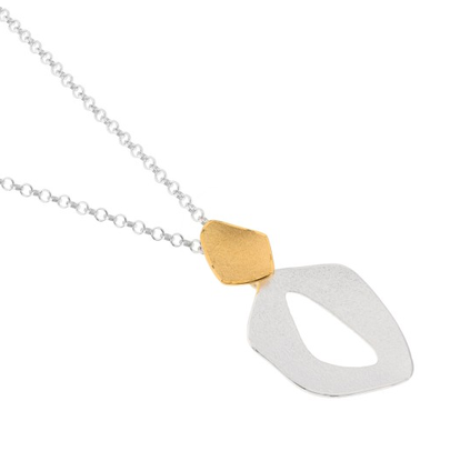 Floral Pendant, Silver/YGP