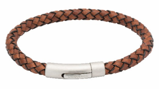 Antique Brown Leather Bracelet with Steel Clasp