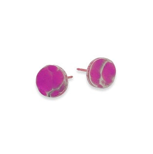 Titanium Small Planished Studs - Pink