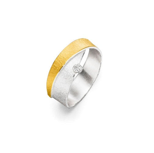 Silver and Gold Diamond Wrap Ring