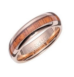 Tungsten Rose IP Ring with Wood Inlay