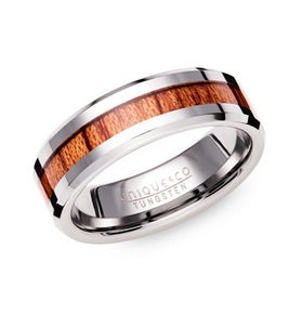 Tungsten Wood Inlay Ring