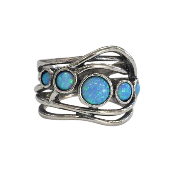 Opalite and Silver Multi Strand Ring