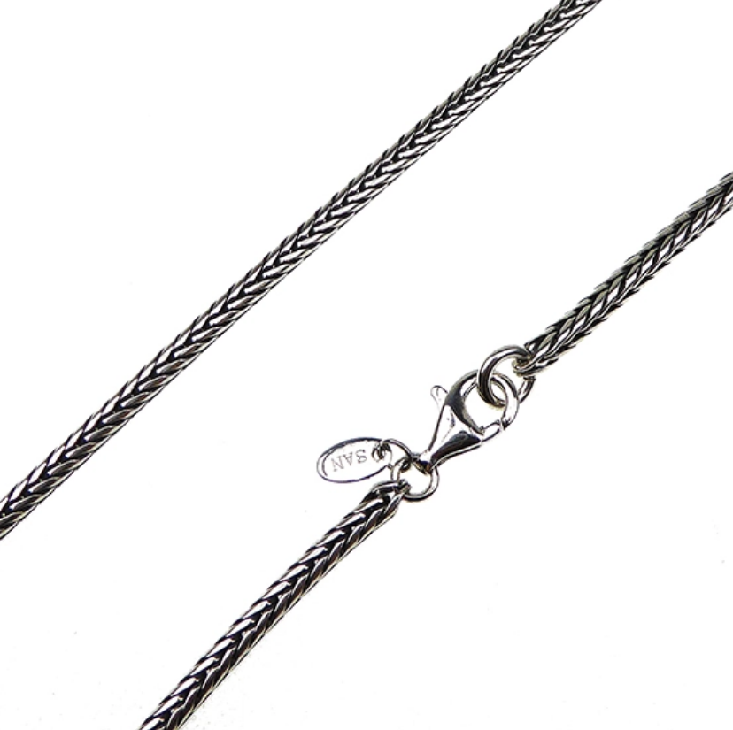 Mens Foxtail Bracelet, Oxi Silver