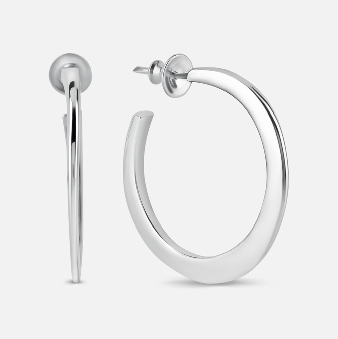 Large Hoop Earrings, Silver