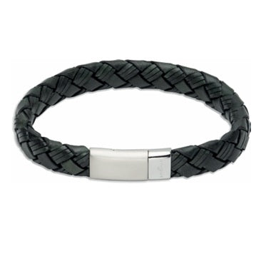 Dark Green Leather Bracelet with Magnetic Clasp