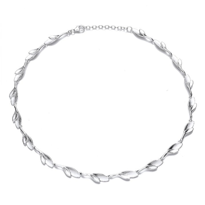 Double Leaf Necklace, Silver