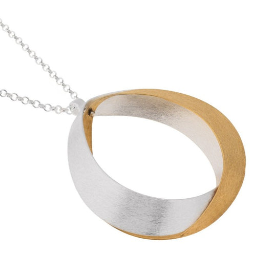 Silver Gold Ribbon Necklace