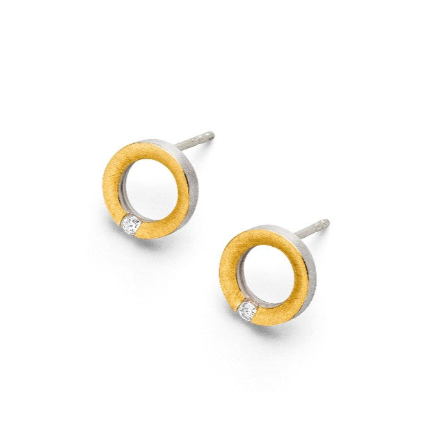 Silver and Gold Diamond Circle Studs