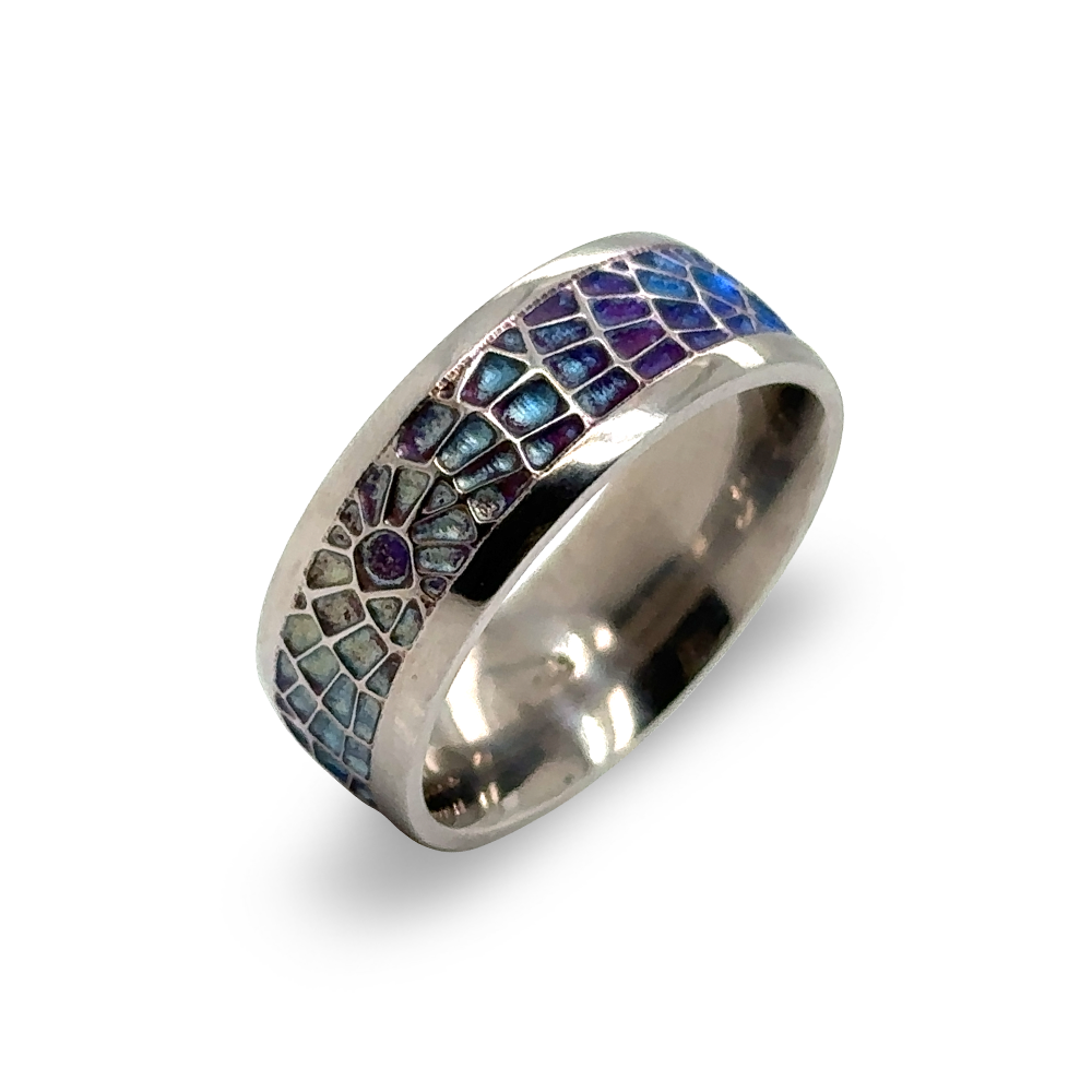 Titanium Court Mosaic Ring - Denim 6mm