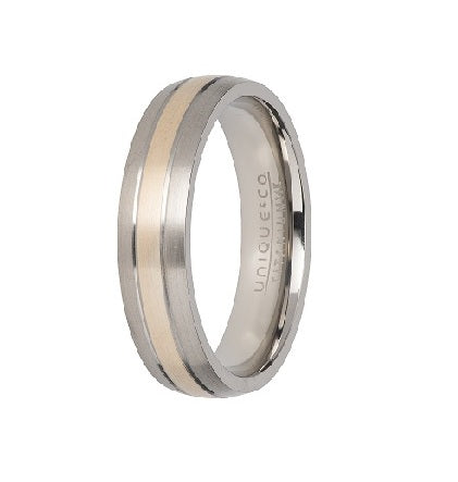 Titanium Yellow Gold Inlay Ring, 5mm