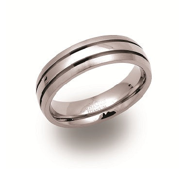 Titanium Brushed/Polished Court Ring, 6mm