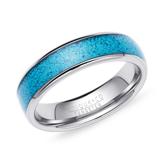 Tungsten Turquoise Inlay Ring